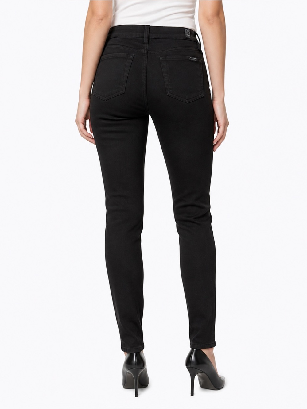 7 For All Mankind Gray/Black Jeggings Skinny Fit Zipper Detail Stretch Pants - Picture 2 of 13